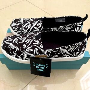 TOMS Alpargata espadrilles. Glow in the dark dinosaur print. Never worn.